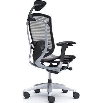 コンテッサセコンダ、可動肘、可動ヘッド、座メッシュ、ハンガー無、ランバー付、ブラックB、シルバー、脚シルバー、ウレタン オカムラ(岡村製作所)