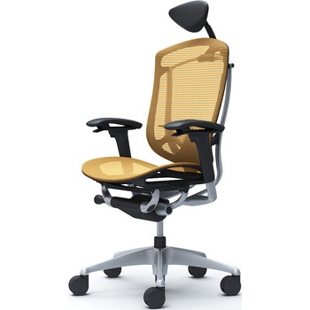 コンテッサセコンダ、可動肘、可動ヘッド、座メッシュ、ハンガー無、ランバー付、ブラックB、シルバー、脚シルバー、ウレタン オカムラ(岡村製作所)