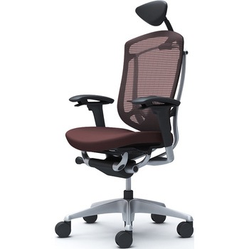 コンテッサセコンダ、可動肘、可動ヘッド、座クッション、ハンガー無、ランバー付、ブラックB、シルバー、脚シルバー、ウレタン オカムラ(岡村製作所)