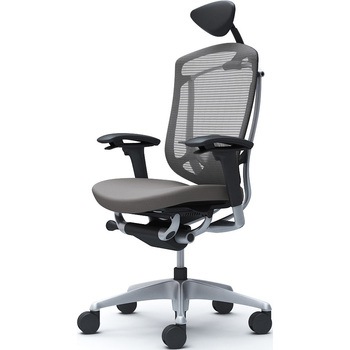 コンテッサセコンダ、可動肘、可動ヘッド、座クッション、ハンガー無、ランバー付、ブラックB、シルバー、脚シルバー、ウレタン オカムラ(岡村製作所)
