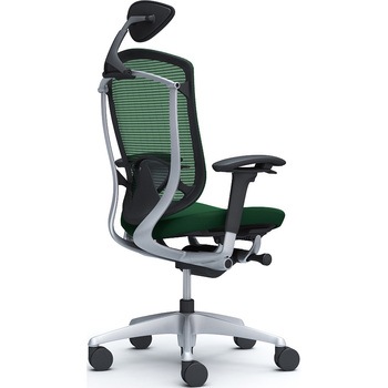 コンテッサセコンダ、可動肘、可動ヘッド、座クッション、ハンガー無、ランバー付、ブラックB、シルバー、脚シルバー、ウレタン オカムラ(岡村製作所)