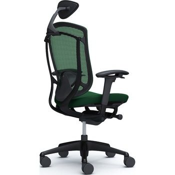コンテッサセコンダ、可動肘、可動ヘッド、座クッション、ハンガー無、ランバー付、ブラックB、ブラック、脚ブラック、ウレタン オカムラ(岡村製作所)
