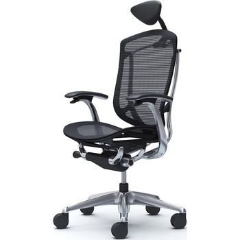 コンテッサセコンダ，固定肘，座メッシュ，小型ヘッド5本脚，ポリッシュ，ブラック，ランバー無ハンガー無 - オカムラ(岡村製作所)