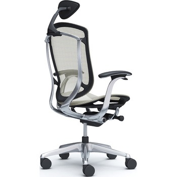 コンテッサセコンダ，固定肘，座メッシュ，小型ヘッド5本脚，ポリッシュ，ブラック，ランバー無ハンガー無 - オカムラ(岡村製作所)