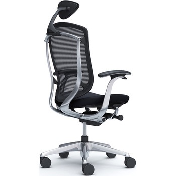 コンテッサセコンダ，固定肘，座クッション，小型ヘッド5本脚，ポリッシュ，ブラック，ランバー無ハンガー無 オカムラ(岡村製作所)