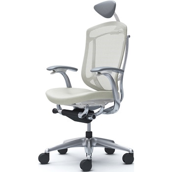 コンテッサセコンダ、固定肘、可動ヘッド、座革、ハンガー無、ランバー無、ホワイトB、ポリッシュ、脚ポリッシュ、ウレタン - オカムラ(岡村製作所)