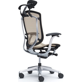 コンテッサセコンダ、固定肘、可動ヘッド、座メッシュ、ハンガー付、ランバー無、ブラックB、ポリッシュ、脚ポリッシュ、ウレタン オカムラ(岡村製作所)