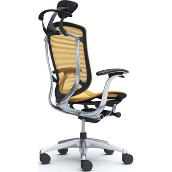 コンテッサセコンダ、固定肘、可動ヘッド、座メッシュ、ハンガー付、ランバー無、ブラックB、ポリッシュ、脚ポリッシュ、ウレタン オカムラ(岡村製作所)