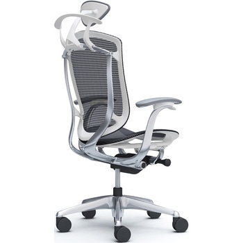 コンテッサセコンダ、固定肘、可動ヘッド、座メッシュ、ハンガー付、ランバー無、ホワイトB、ポリッシュ、脚ポリッシュ、ウレタン オカムラ(岡村製作所)