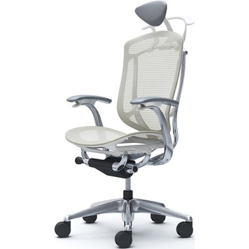 コンテッサセコンダ、固定肘、可動ヘッド、座メッシュ、ハンガー付、ランバー無、ホワイトB、ポリッシュ、脚ポリッシュ、ウレタン オカムラ(岡村製作所)