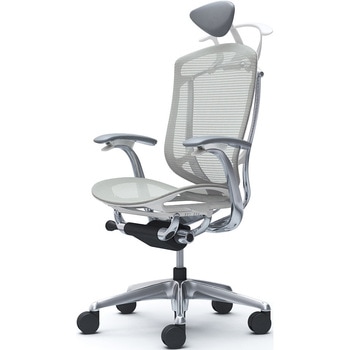 コンテッサセコンダ、固定肘、可動ヘッド、座メッシュ、ハンガー付、ランバー無、ホワイトB、ポリッシュ、脚ポリッシュ、ウレタン オカムラ(岡村製作所)