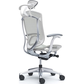 コンテッサセコンダ、固定肘、可動ヘッド、座メッシュ、ハンガー付、ランバー無、ホワイトB、ポリッシュ、脚ポリッシュ、ウレタン オカムラ(岡村製作所)