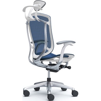 コンテッサセコンダ、固定肘、可動ヘッド、座メッシュ、ハンガー付、ランバー無、ホワイトB、ポリッシュ、脚ポリッシュ、ウレタン オカムラ(岡村製作所)