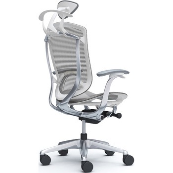 コンテッサセコンダ、固定肘、可動ヘッド、座メッシュ、ハンガー付、ランバー無、ホワイトB、ポリッシュ、脚ポリッシュ、ウレタン オカムラ(岡村製作所)