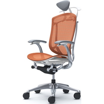 コンテッサセコンダ、固定肘、可動ヘッド、座メッシュ、ハンガー付、ランバー無、ホワイトB、ポリッシュ、脚ポリッシュ、ウレタン オカムラ(岡村製作所)