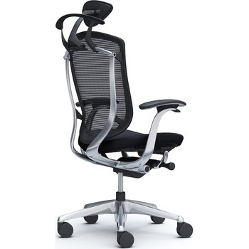 コンテッサセコンダ、固定肘、可動ヘッド、座クッション、ハンガー付、ランバー無、ブラックB、ポリッシュ、脚ポリッシュ、ウレタン オカムラ(岡村製作所)