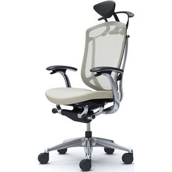 コンテッサセコンダ、固定肘、可動ヘッド、座クッション、ハンガー付、ランバー無、ブラックB、ポリッシュ、脚ポリッシュ、ウレタン オカムラ(岡村製作所)