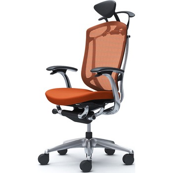 コンテッサセコンダ、固定肘、可動ヘッド、座クッション、ハンガー付、ランバー無、ブラックB、ポリッシュ、脚ポリッシュ、ウレタン オカムラ(岡村製作所)