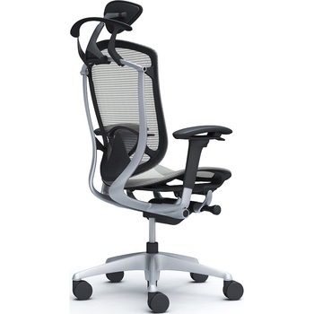 コンテッサセコンダ、可動肘、可動ヘッド、座メッシュ、ハンガー付、ランバー付、ブラックB、シルバー、脚シルバー、ウレタン - オカムラ(岡村製作所)