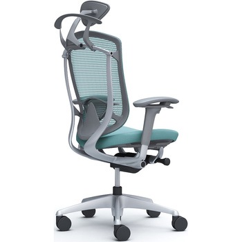 コンテッサセコンダ、可動肘、可動ヘッド、座クッション、ハンガー付、ランバー付、グレーB、シルバー、脚シルバー、ウレタン オカムラ(岡村製作所)