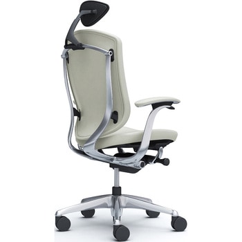 コンテッサセコンダ，固定肘，背座総革，小型ヘッド5本脚，ポリッシュ，ブラック，ランバー無ハンガー無 オカムラ(岡村製作所)