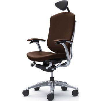 コンテッサセコンダ，固定肘，背座総革，小型ヘッド5本脚，ポリッシュ，ブラック，ランバー無ハンガー無 オカムラ(岡村製作所)