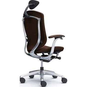 コンテッサセコンダ，固定肘，背座総革，小型ヘッド5本脚，ポリッシュ，ブラック，ランバー無ハンガー無 オカムラ(岡村製作所)