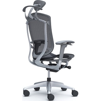 コンテッサセコンダ、可動肘、可動ヘッド、座メッシュ、ハンガー付、ランバー無、グレーB、シルバー、脚シルバー、ウレタン オカムラ(岡村製作所)