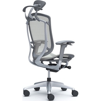 コンテッサセコンダ、可動肘、可動ヘッド、座メッシュ、ハンガー付、ランバー無、グレーB、シルバー、脚シルバー、ウレタン オカムラ(岡村製作所)