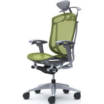 コンテッサセコンダ、可動肘、可動ヘッド、座メッシュ、ハンガー付、ランバー無、グレーB、シルバー、脚シルバー、ウレタン オカムラ(岡村製作所)