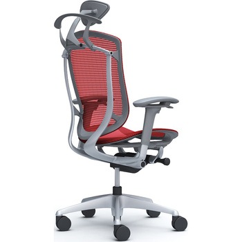 コンテッサセコンダ、可動肘、可動ヘッド、座メッシュ、ハンガー付、ランバー無、グレーB、シルバー、脚シルバー、ウレタン オカムラ(岡村製作所)