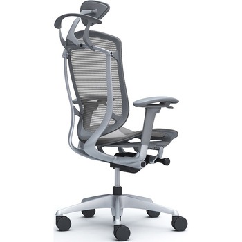 コンテッサセコンダ、可動肘、可動ヘッド、座メッシュ、ハンガー付、ランバー無、グレーB、シルバー、脚シルバー、ウレタン オカムラ(岡村製作所)