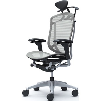 コンテッサセコンダ、可動肘、可動ヘッド、座メッシュ、ハンガー付、ランバー無、ブラックB、シルバー、脚シルバー、ウレタン オカムラ(岡村製作所)