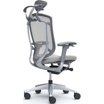 コンテッサセコンダ、可動肘、可動ヘッド、座クッション、ハンガー付、ランバー無、グレーB、シルバー、脚シルバー、ウレタン オカムラ(岡村製作所)