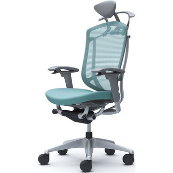 コンテッサセコンダ、可動肘、可動ヘッド、座クッション、ハンガー付、ランバー無、グレーB、シルバー、脚シルバー、ウレタン オカムラ(岡村製作所)