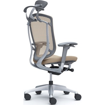 コンテッサセコンダ、可動肘、可動ヘッド、座クッション、ハンガー付、ランバー無、グレーB、シルバー、脚シルバー、ウレタン オカムラ(岡村製作所)