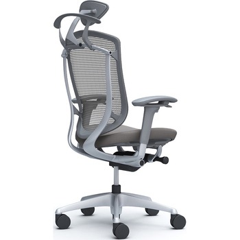 コンテッサセコンダ、可動肘、可動ヘッド、座クッション、ハンガー付、ランバー無、グレーB、シルバー、脚シルバー、ウレタン オカムラ(岡村製作所)