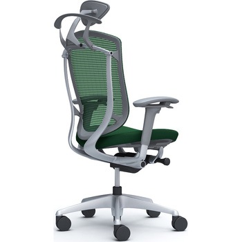 コンテッサセコンダ、可動肘、可動ヘッド、座クッション、ハンガー付、ランバー無、グレーB、シルバー、脚シルバー、ウレタン オカムラ(岡村製作所)