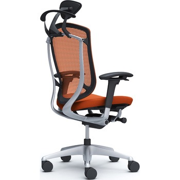 コンテッサセコンダ、可動肘、可動ヘッド、座クッション、ハンガー付、ランバー無、ブラックB、シルバー、脚シルバー、ウレタン オカムラ(岡村製作所)