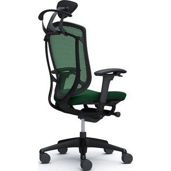 コンテッサセコンダ、可動肘、可動ヘッド、座クッション、ハンガー付、ランバー無、ブラックB、ブラック、脚ブラック、ウレタン オカムラ(岡村製作所)