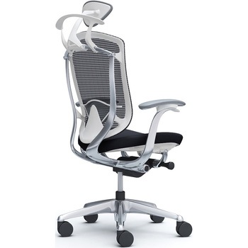 コンテッサセコンダ，固定肘，座クッション，小型ヘッド5本脚，ポリッシュ，ホワイト，ランバー付ハンガー付 オカムラ(岡村製作所)