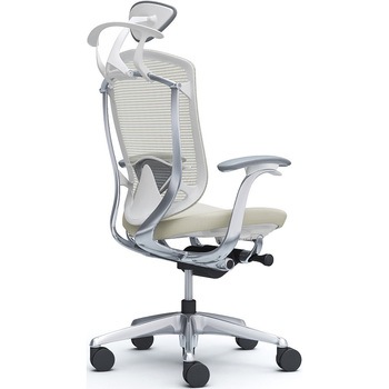 コンテッサセコンダ，固定肘，座クッション，小型ヘッド5本脚，ポリッシュ，ホワイト，ランバー付ハンガー付 オカムラ(岡村製作所)