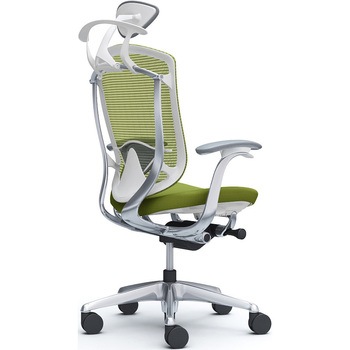 コンテッサセコンダ，固定肘，座クッション，小型ヘッド5本脚，ポリッシュ，ホワイト，ランバー付ハンガー付 オカムラ(岡村製作所)