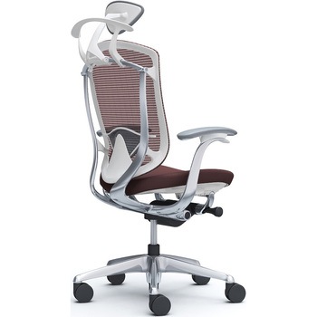 コンテッサセコンダ，固定肘，座クッション，小型ヘッド5本脚，ポリッシュ，ホワイト，ランバー付ハンガー付 オカムラ(岡村製作所)