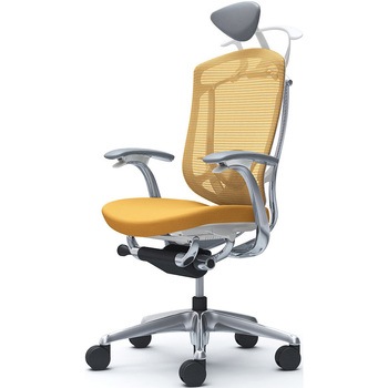 コンテッサセコンダ，固定肘，座クッション，小型ヘッド5本脚，ポリッシュ，ホワイト，ランバー付ハンガー付 オカムラ(岡村製作所)