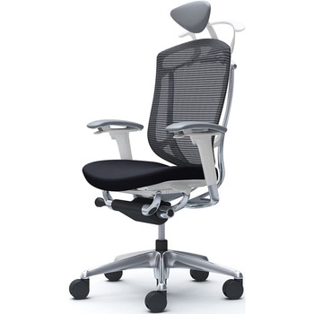 コンテッサセコンダ、可動肘、可動ヘッド、座クッション、ハンガー付、ランバー無、ホワイトB、ポリッシュ、脚ポリッシュ、ウレタン - オカムラ(岡村製作所)