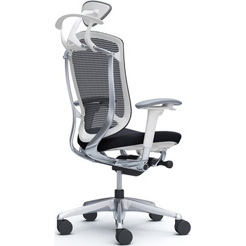 コンテッサセコンダ、可動肘、可動ヘッド、座クッション、ハンガー付、ランバー無、ホワイトB、ポリッシュ、脚ポリッシュ、ウレタン - オカムラ(岡村製作所)