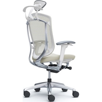 コンテッサセコンダ、可動肘、可動ヘッド、座クッション、ハンガー付、ランバー無、ホワイトB、ポリッシュ、脚ポリッシュ、ウレタン - オカムラ(岡村製作所)