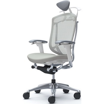 コンテッサセコンダ、可動肘、可動ヘッド、座クッション、ハンガー付、ランバー無、ホワイトB、ポリッシュ、脚ポリッシュ、ウレタン - オカムラ(岡村製作所)