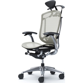 コンテッサセコンダ、固定肘、可動ヘッド、座メッシュ、ハンガー付、ランバー付、ブラックB、ポリッシュ、脚ポリッシュ、ウレタン - オカムラ(岡村製作所)